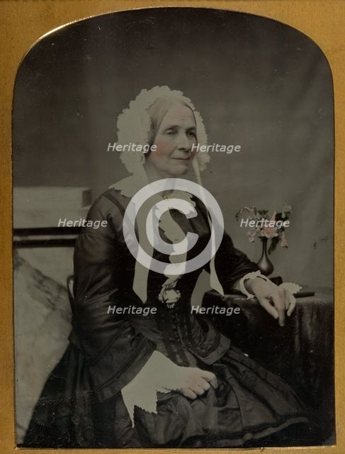 Portrait of an Elderly Woman in Bonnet, 1855-1860. Creator: James Valentine.