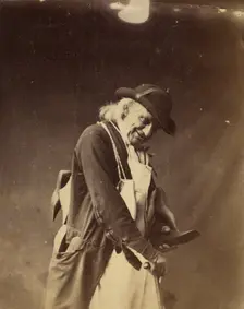 Portrait of an Elderly Man in Hat Holding Some Tools, about 1863-1864. Creator: Oscar Gustav Rejlander