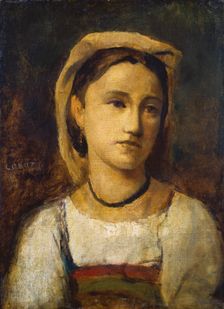 Portrait of an Italian Girl, 1870. Creator: Jean-Baptiste-Camille Corot