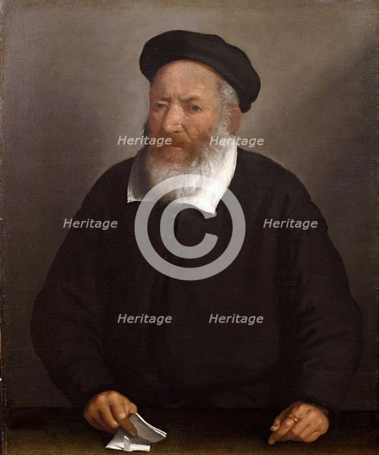 Portrait of an old man with a beret, 1575-1579. Creator: Moroni, Giovan Battista (1520/25-1578).