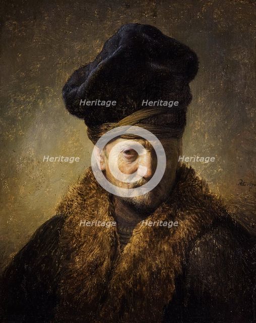 Portrait of an old man with fur hat, 1630. Artist: Rembrandt van Rhijn (1606-1669)