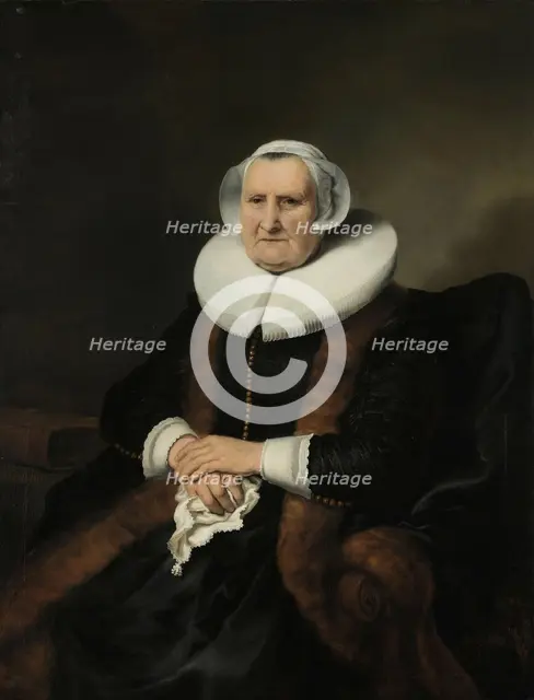 Portrait of an Old Lady, Possibly Elisabeth Bas, c.1640-c.1645. Creator: Ferdinand Bol.