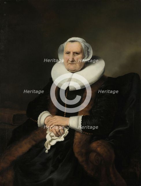 Portrait of an Old Lady, Possibly Elisabeth Bas, c.1640-c.1645. Creator: Ferdinand Bol.