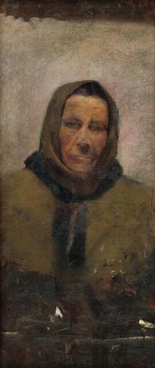 Portrait of an Old Woman in a Fur Coat, 1895-1900. Creator: Ladislav Mednyanszky