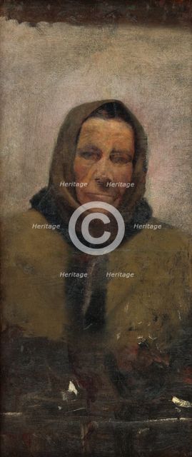 Portrait of an Old Woman in a Fur Coat, 1895-1900. Creator: Ladislav Mednyanszky.