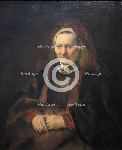 Portrait of an Old Woman in a Fur Robe, 1653. Creator: Rembrandt Harmensz van Rijn.
