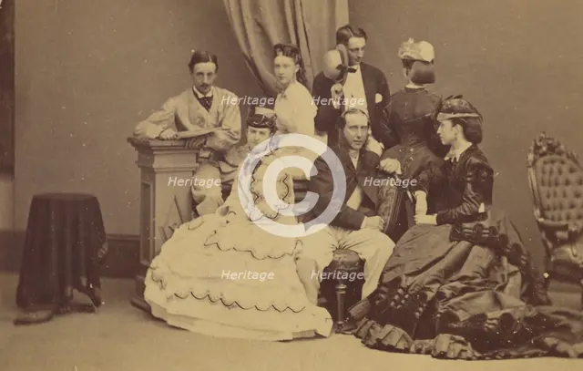 Portrait of an unidentified group: four women and three men, 1864-1866. Creator: George P. Critcherson.