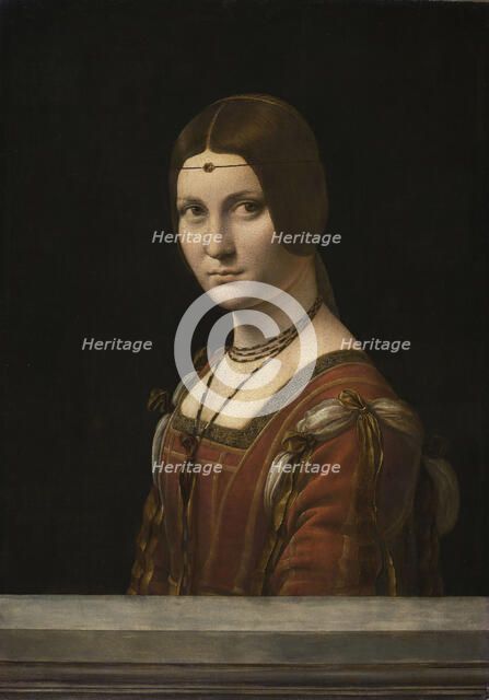 Portrait of an Unknown Woman, called La Belle Ferronnière, 1490-1496. Creator: Leonardo da Vinci, (School)  .