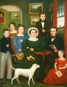 Portrait of an Unknown Family with a Terrier, c. 1825/1835. Creator: Unknown