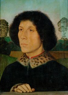 Portrait of an unknown Man in landscape, c1480. Creator: Memling; Hans (1433/40-1494)
