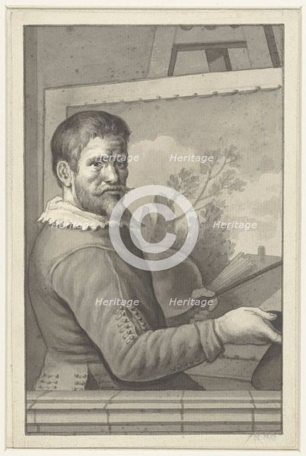 Portrait of an unknown painter at his easel, 1700-1800. Creator: Anon.