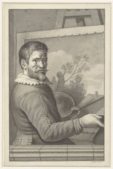 Portrait of an unknown painter at his easel, 1700-1800. Creator: Anon