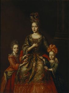 Portrait of Anastasiya Yakovlevna Naryshkina with children Alexandra Kirillovna und Tatyana Kirillovna, Early 18th cen.. Artist: Anonymous