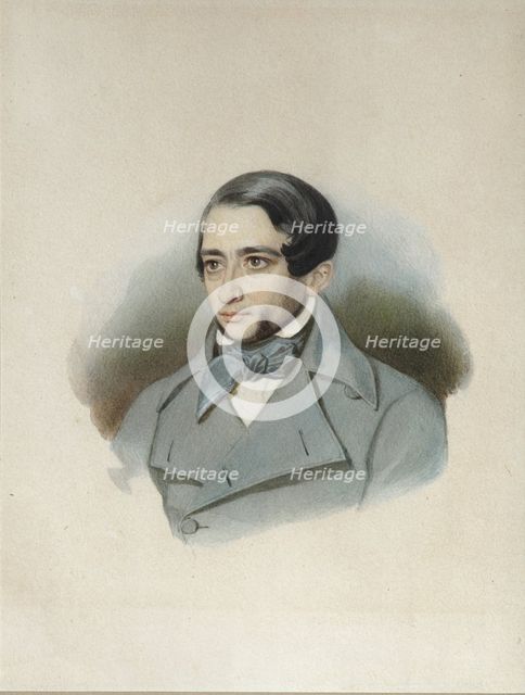 Portrait of Andrey Alexandrovich Krayevsky (1810-1889), Early 1840s. Artist: Anonymous  