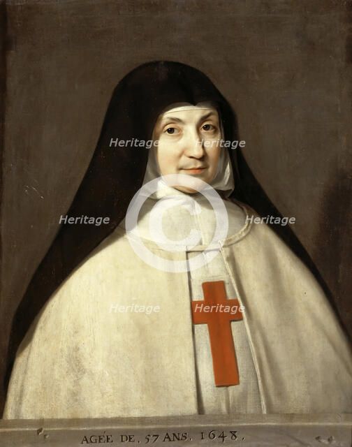 Portrait of Angélique Arnauld (1591-1661), Abbess of the Abbey of Port-Royal. Artist: Champaigne, Philippe, de (1602-1674)