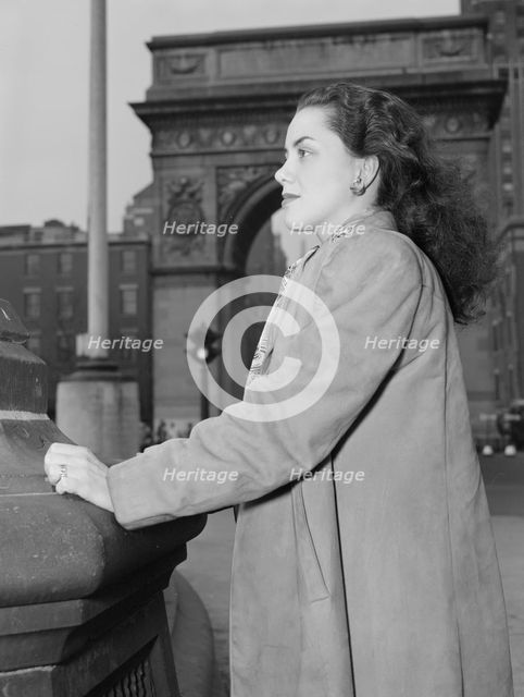 Portrait of Ann Hathaway, Washington Square, New York, N.Y., ca. May 1947. Creator: William Paul Gottlieb.