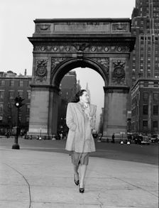 Portrait of Ann Hathaway, Washington Square, New York, N.Y., ca. May 1947. Creator: William Paul Gottlieb