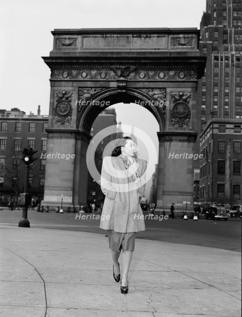 Portrait of Ann Hathaway, Washington Square, New York, N.Y., ca. May 1947. Creator: William Paul Gottlieb.