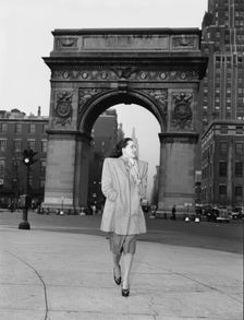 Portrait of Ann Hathaway, Washington Square, New York, N.Y., ca. May 1947. Creator: William Paul Gottlieb