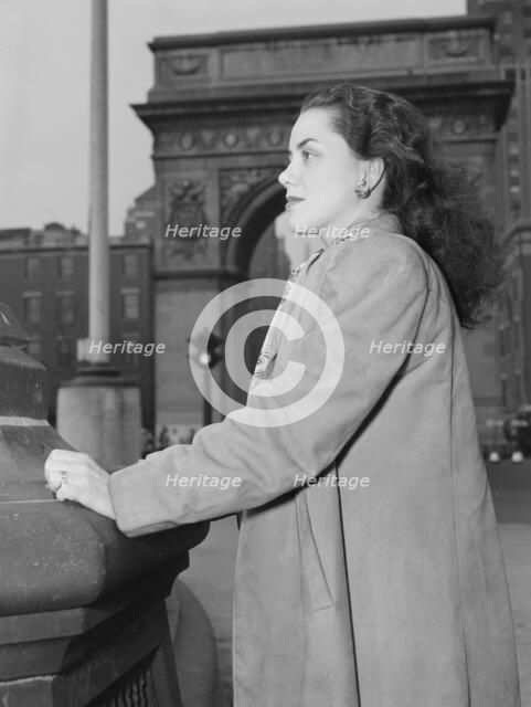 Portrait of Ann Hathaway, Washington Square, New York, N.Y., ca. May 1947. Creator: William Paul Gottlieb.
