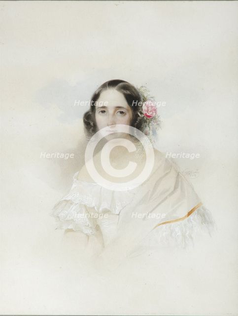 Portrait of Anna Alexeevna Olenina (1808-1888), 1839. Artist: Hau (Gau), Vladimir Ivanovich (1816-1895)