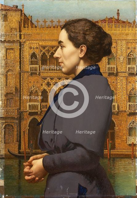 Portrait of Anna Cossmann before Ca d’Oro in Venice, 1894. Creator: Karl von Pidoll.