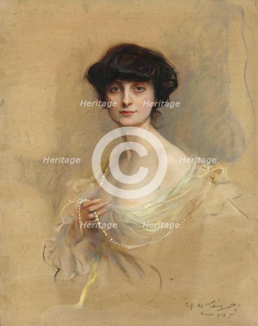 Portrait of Anna-Elisabeth, Comtesse Mathieu de Noailles (1876-1933), 1913. Creator: László, Philip Alexius de (1869-1937).