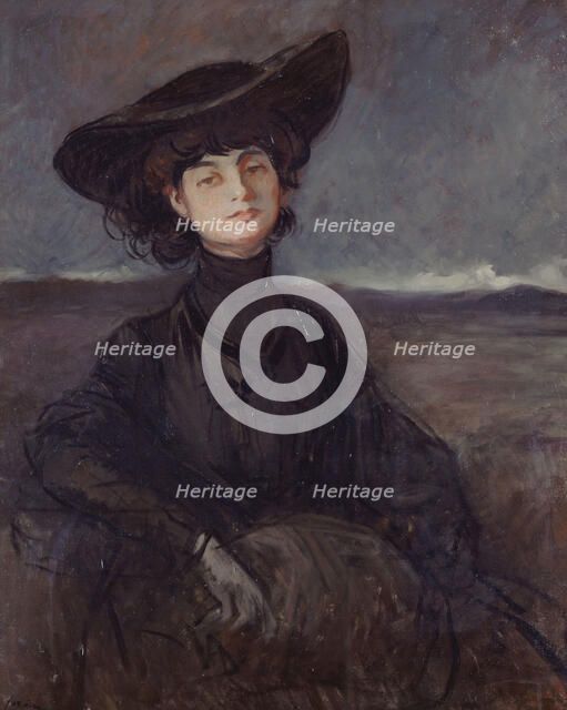 Portrait of Anna-Elisabeth, Comtesse Mathieu de Noailles (1876-1933), c. 1905. Creator: Forain, Jean-Louis (1852-1931).