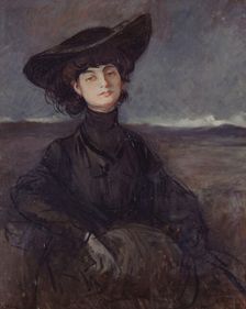 Portrait of Anna-Elisabeth, Comtesse Mathieu de Noailles (1876-1933), c. 1905. Creator: Forain, Jean-Louis (1852-1931)