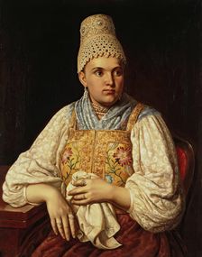 Portrait of Anna Filatova, a Merchant's Wife, 1840. Creator: Unknown