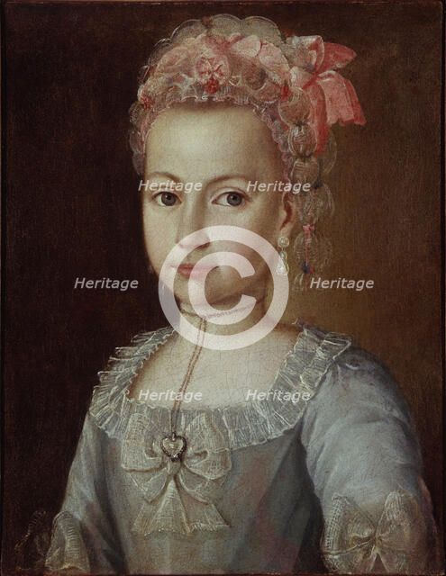 Portrait of Anna Lermontova, 1776. Artist: Ostrovsky, Grigory (active 1760-1780)