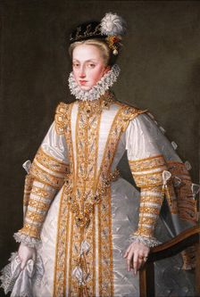 Portrait of Anna of Austria (1549–1580), Queen consort of Spain, 1571. Artist: Coello, Alonso Sánchez (1531-1588)
