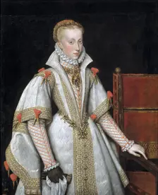 Portrait of Anna of Austria (1549–1580), Queen consort of Spain, 1616. Artist: González y Serrano, Bartolomé (1564-1627)