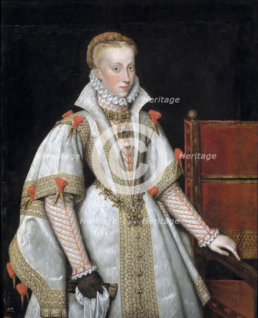 Portrait of Anna of Austria (1549–1580), Queen consort of Spain, 1616. Artist: González y Serrano, Bartolomé (1564-1627)