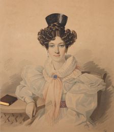 Portrait of Anna Platonovna Plautina (1808-1886), 1830s. Creator: Hampeln, Carl, von (1794-after 1880)