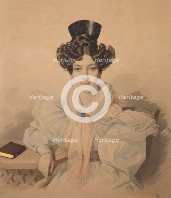 Portrait of Anna Platonovna Plautina (1808-1886), 1830s. Creator: Hampeln, Carl, von (1794-after 1880).