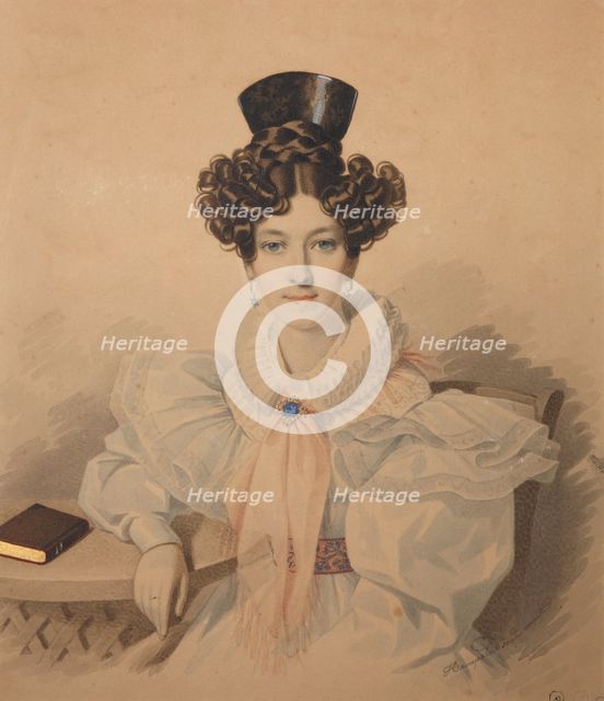 Portrait of Anna Platonovna Plautina (1808-1886), 1830s. Creator: Hampeln, Carl, von (1794-after 1880).
