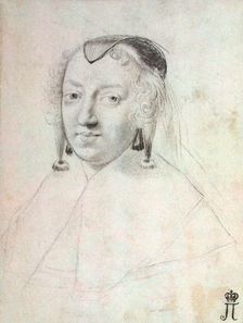Portrait of Anne of Austria (1601-1666), before 1643. Creator: Mellan, Claude (1598-1688)