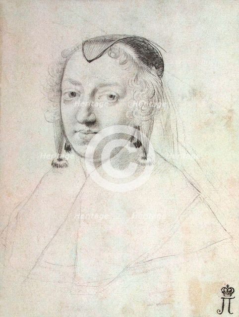 Portrait of Anne of Austria (1601-1666), before 1643.  Creator: Mellan, Claude (1598-1688).
