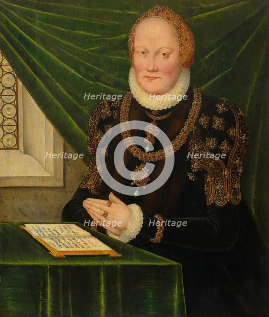 Portrait of Anne of Denmark (1532-1585), Electress of Saxony, Second half of the16th cen.. Creator: Cranach, Lucas, the Younger (1515-1586).