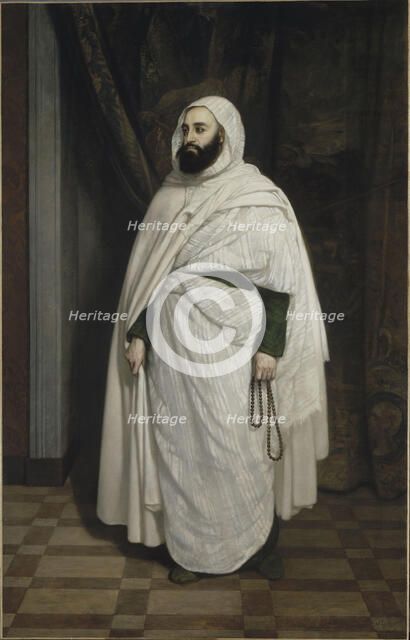Portrait of Abdelkader ibn Muhieddine (1808-1883), 1853. Creator: Tissier, Ange (1814-1876).
