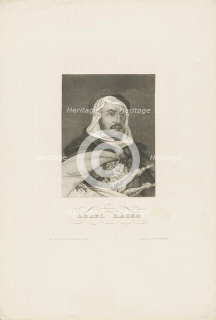 Portrait of Abdelkader ibn Muhieddine (1808-1883), ca 1860. Creator: Anonymous.