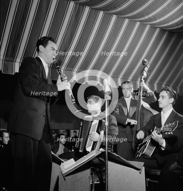 Portrait of Abe Most, Pete Ponti, Sid Jacobs, and Jimmy Norton, Hickory House, N.Y., ca. June 1947. Creator: William Paul Gottlieb.