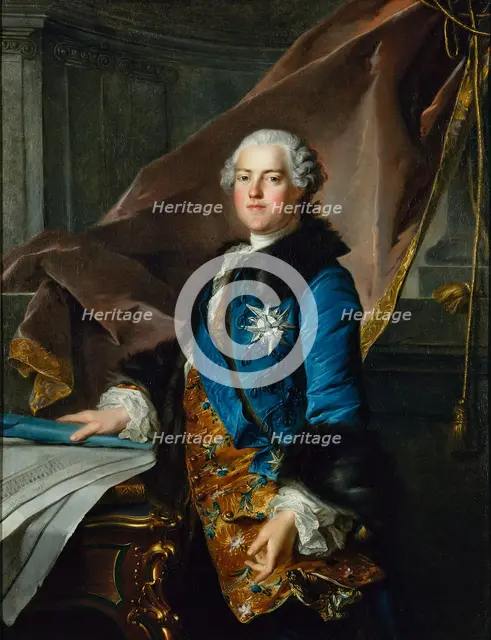 Portrait of Abel Poisson, Marquis de Marigny (1727-1781), superintendent of the King's..., c1755. Creator: Louis Tocque.