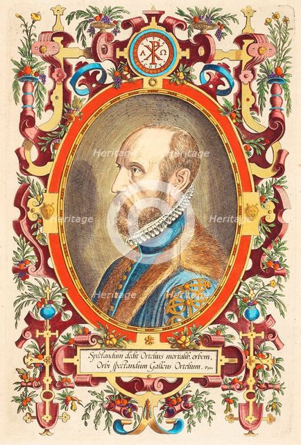 Portrait of Abraham Ortelius (1527-1598) From: Theatrum Orbis Terrarum, 1579. Artist: Fenderich, Charles (1805-1887)