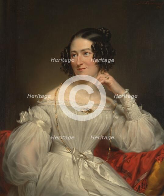 Portrait of Abrahamina Henriëtte Wurfbain (1808-1883), wife of Jacob de Vos Jz, 1837.  Creator: Jan Adam Kruseman.