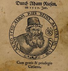 Portrait of Adam Riese (1492-1559). From "Rechenung nach der lenge, auff den Linihen..., 1550. Creator: Anonymous