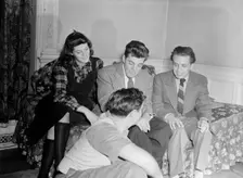 Portrait of Adele Girard, Joe Marsala, Nesuhi Ertegun, and William P. Gottlieb...Washington, ca1940. Creator: Delia Potofsky Gottlieb