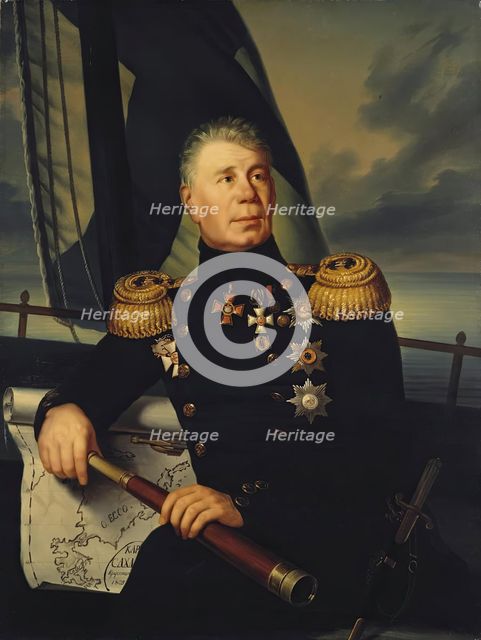 Portrait of Admiral Krusenshtern, 1850. Creator: Unknown.