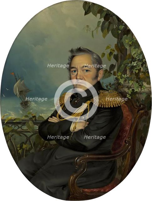 Portrait of Admiral Mikhail Lazarev, 1845. Creator: Robert Schwede.